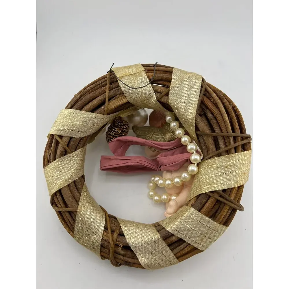 Set Of 3 Angel Wreaths 90s Vintage Pink Blue‎ Cherubs